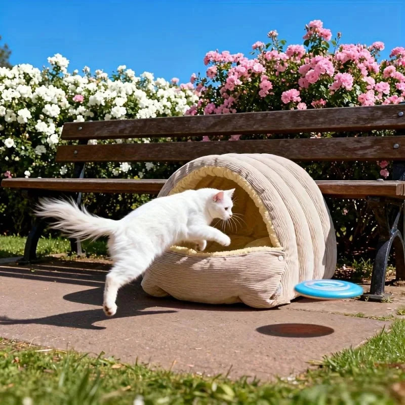 Cat Cave Bed Enclosed Fleece Machine Washable