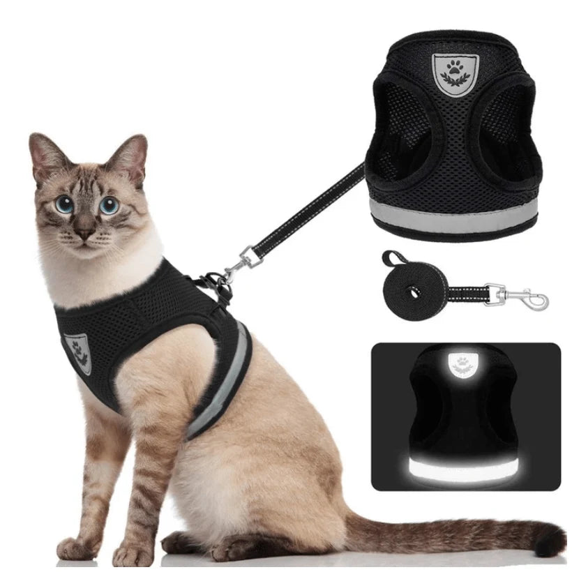 Cat Harness Adjustable Reflective With Leash Included