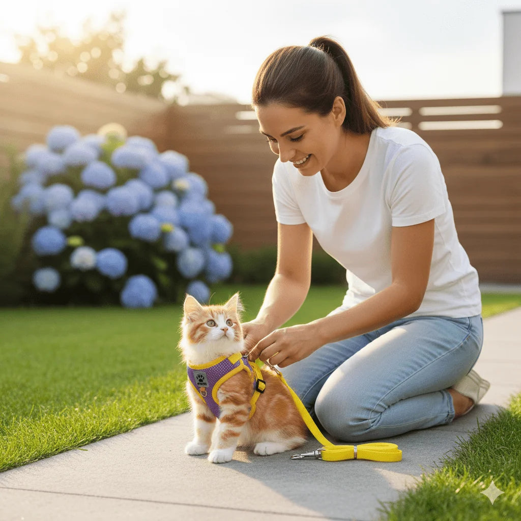 Cat Harness Adjustable Reflective With Leash Included