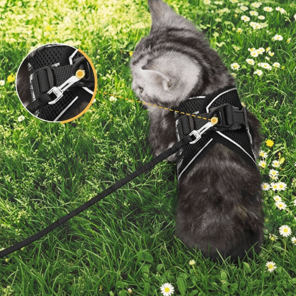 Cat Harness Adjustable Reflective With Leash Included