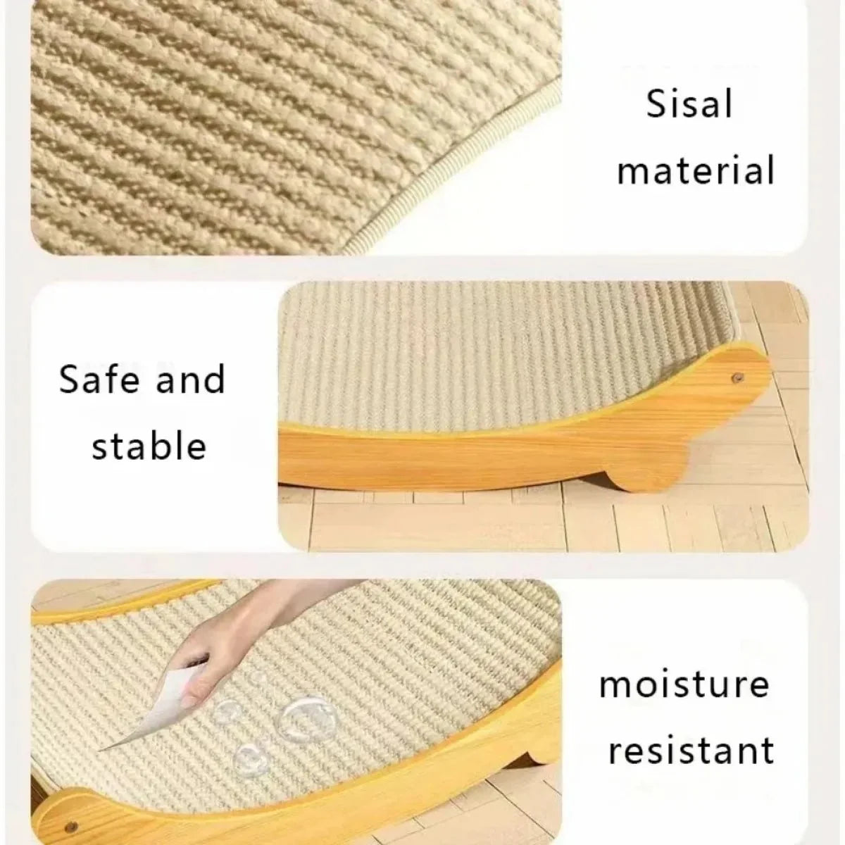 Cat Scratching Panel Sisal & Wood With Cozy Bed