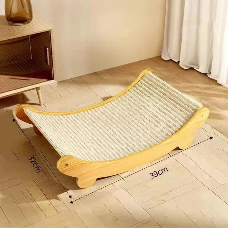 Cat Scratching Panel Sisal & Wood With Cozy Bed