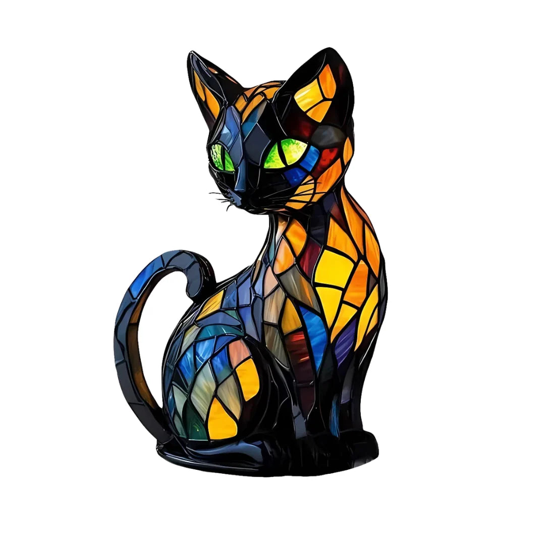 Cat Table Lamp Handcrafted Sleeping Cat Warm LED Glow