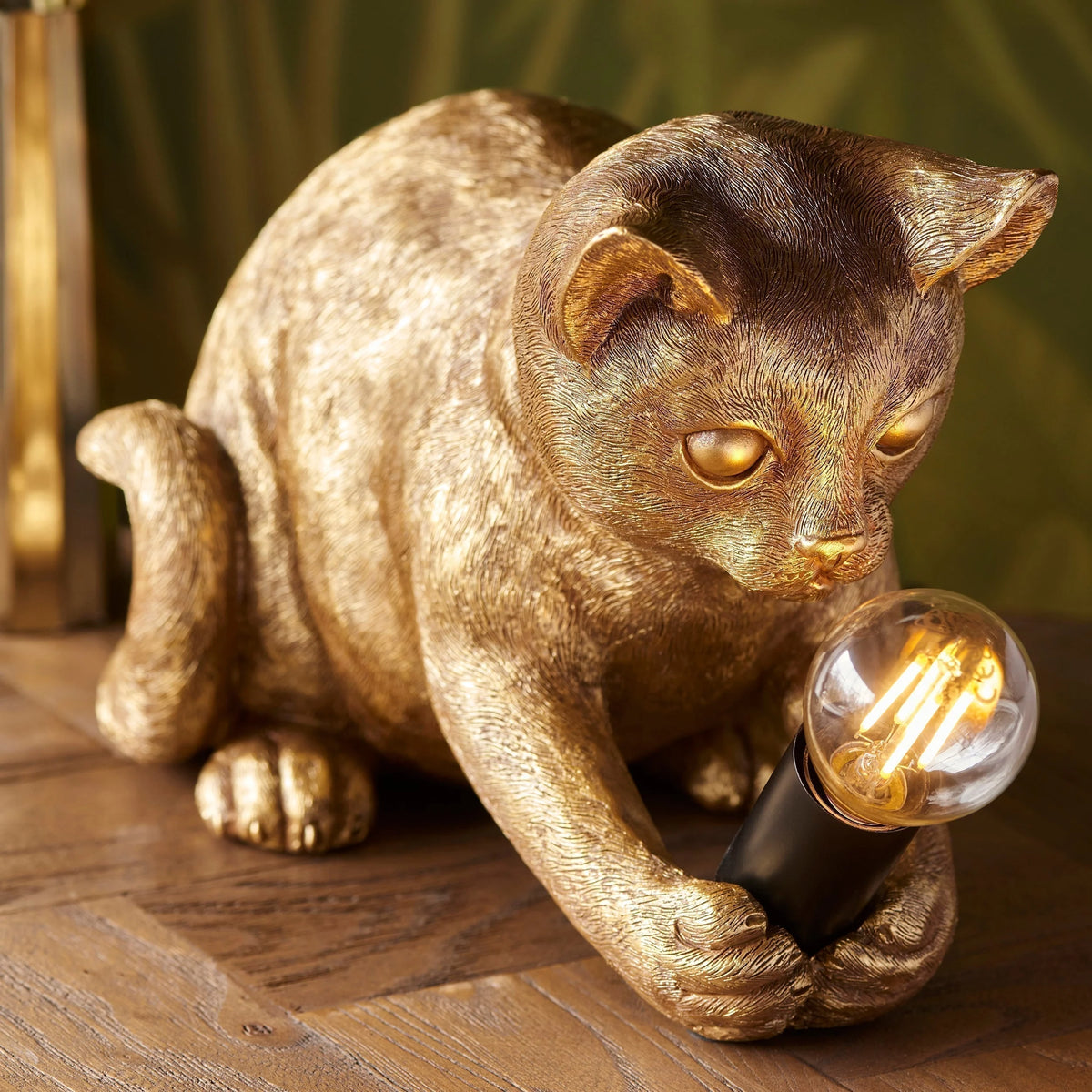 Cat Table Lamp Resin Kitten Design Inline Switch
