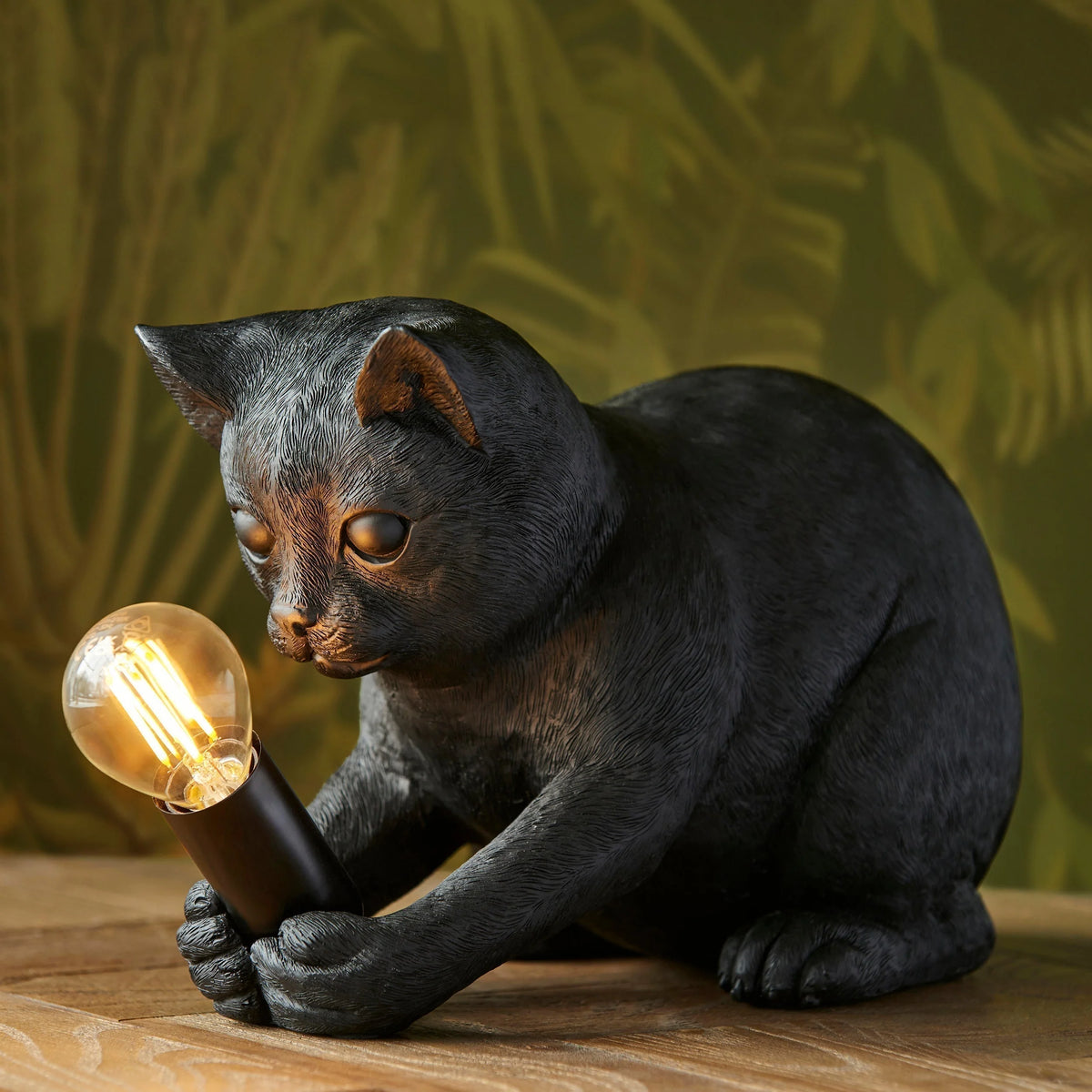 Cat Table Lamp Resin Kitten Design Inline Switch