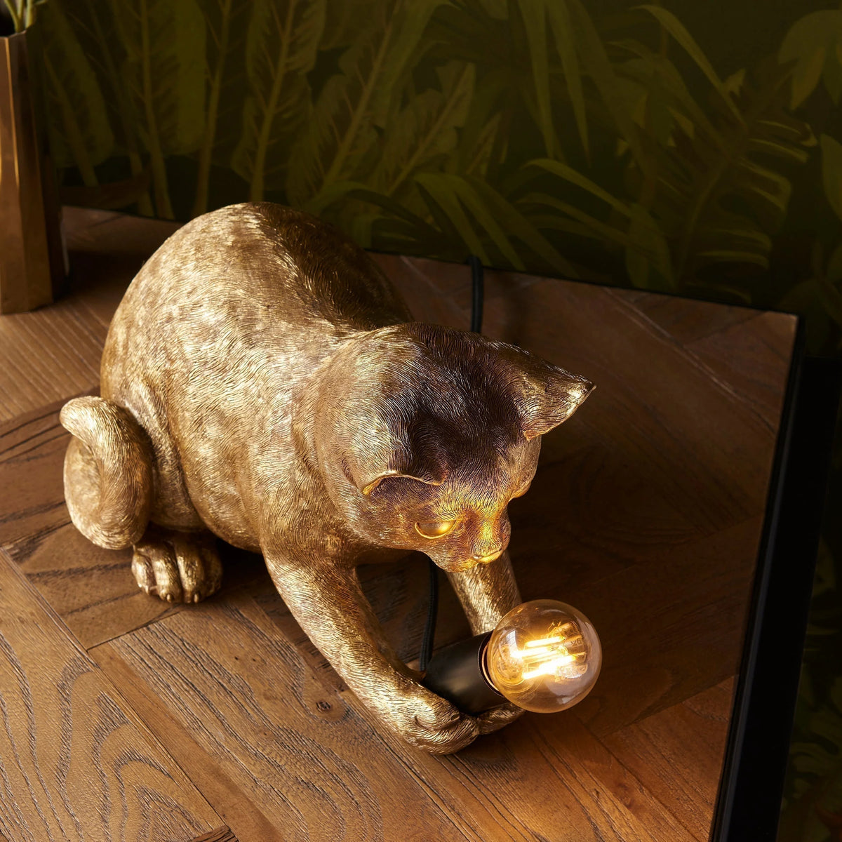 Cat Table Lamp Resin Kitten Design Inline Switch