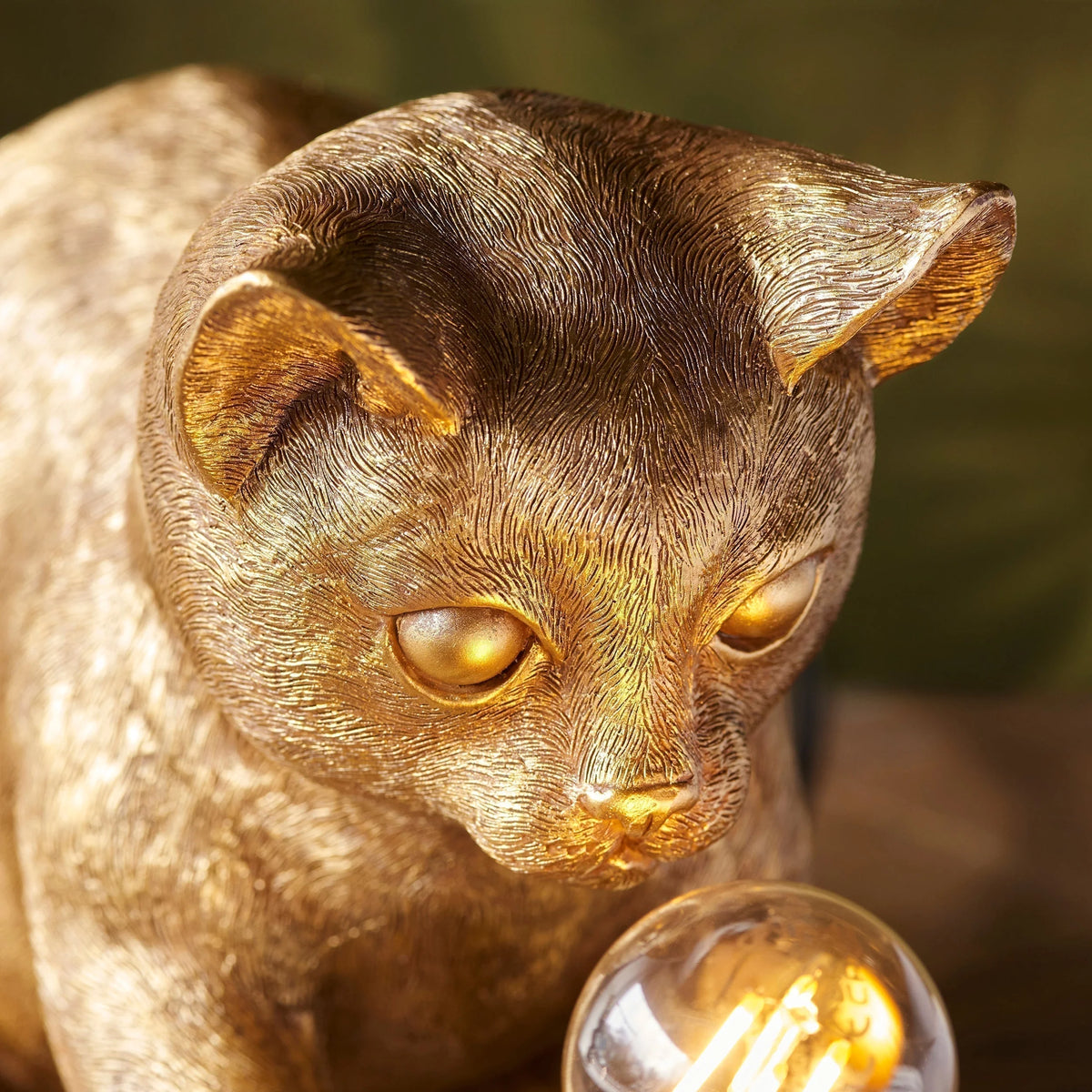 Cat Table Lamp Resin Kitten Design Inline Switch