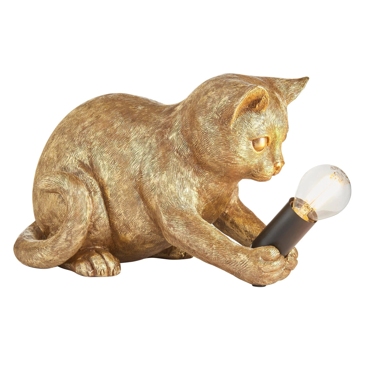 Cat Table Lamp Resin Kitten Design Inline Switch