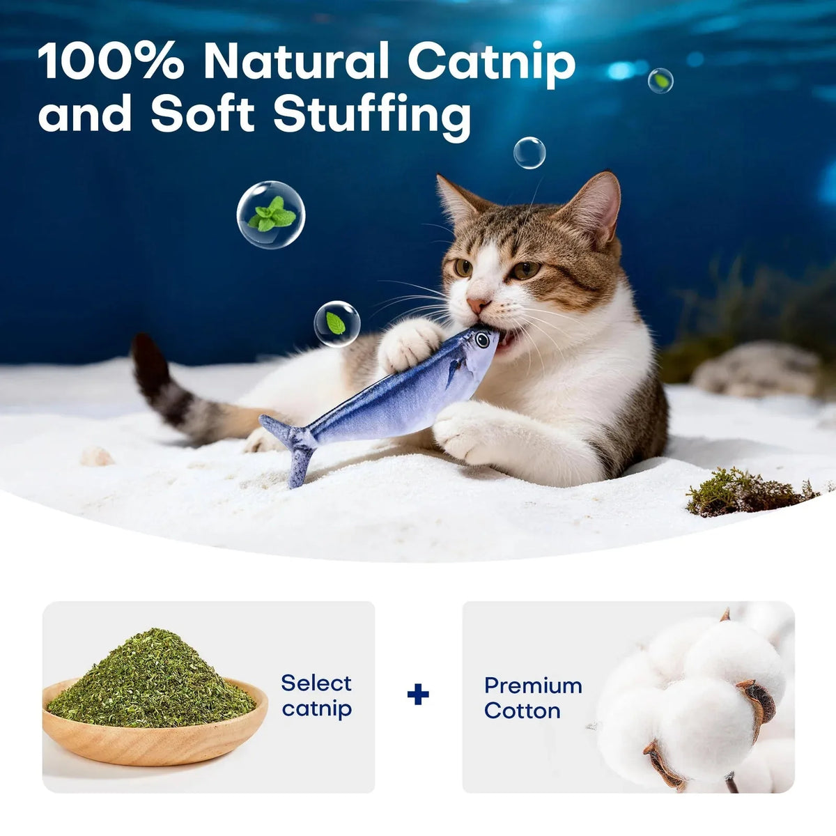 Cat Toy Flopping Fish Touch-Activated Rechargeable 3-Pack
