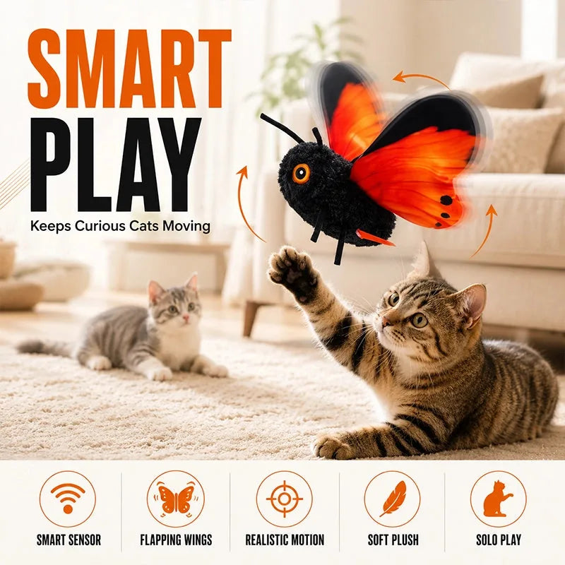 Cat Toy Interactive Flapping Butterfly Touch-Activated Motion-Sensing