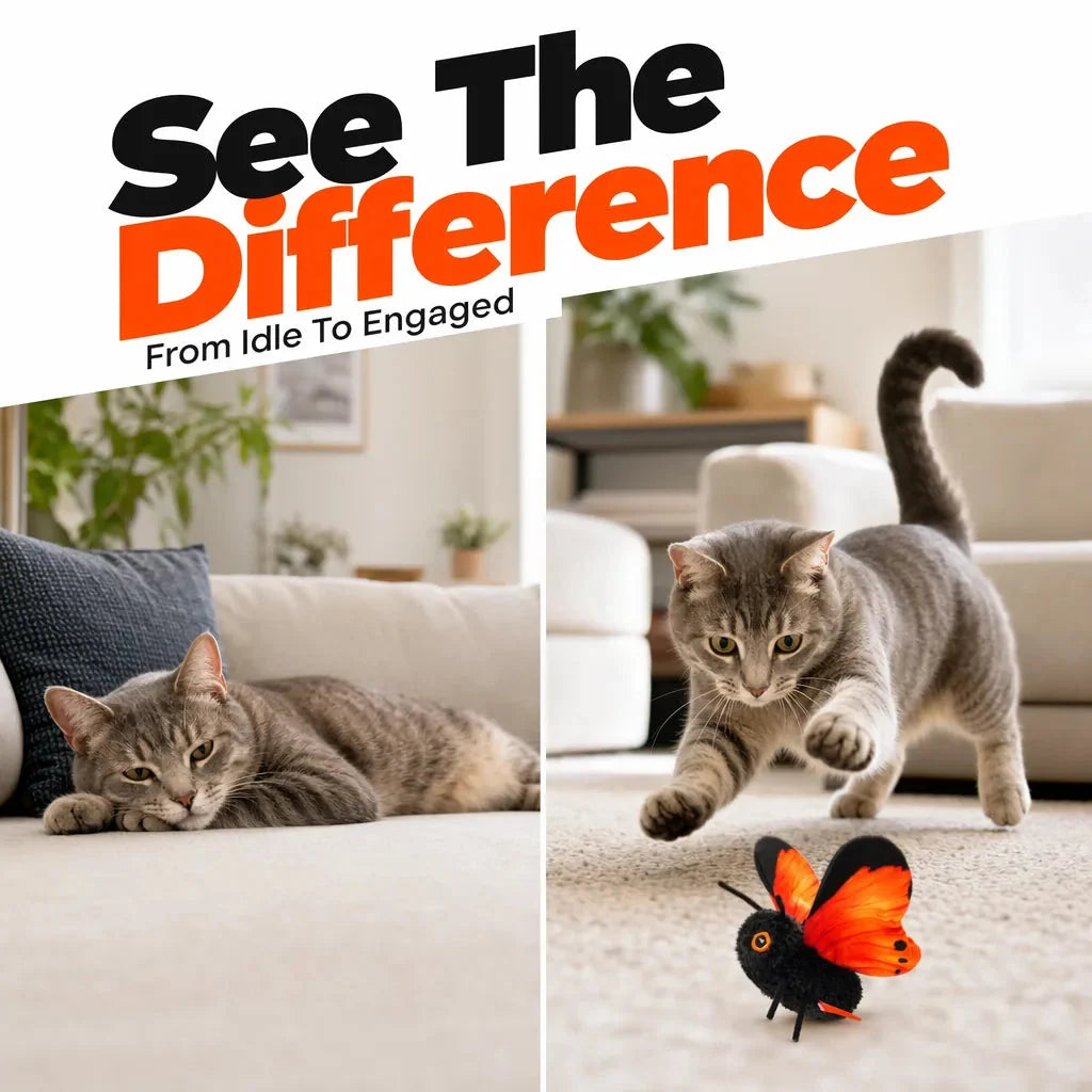 Cat Toy Interactive Flapping Butterfly Touch-Activated Motion-Sensing