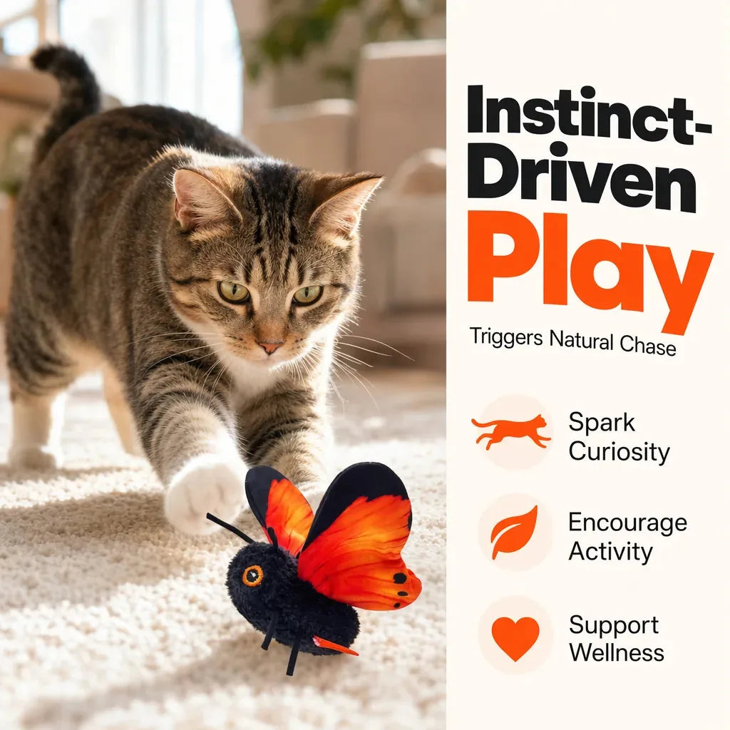 Cat Toy Interactive Flapping Butterfly Touch-Activated Motion-Sensing