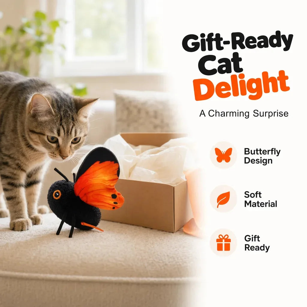 Cat Toy Interactive Flapping Butterfly Touch-Activated Motion-Sensing