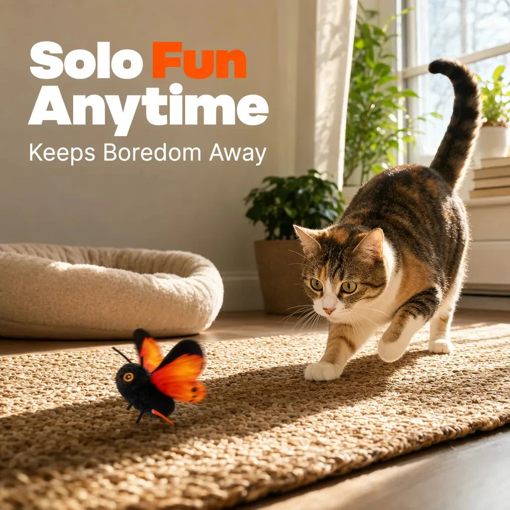 Cat Toy Interactive Flapping Butterfly Touch-Activated Motion-Sensing