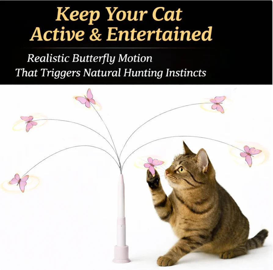 Cat Toy Spinning Butterfly USB Rechargeable Suction Base