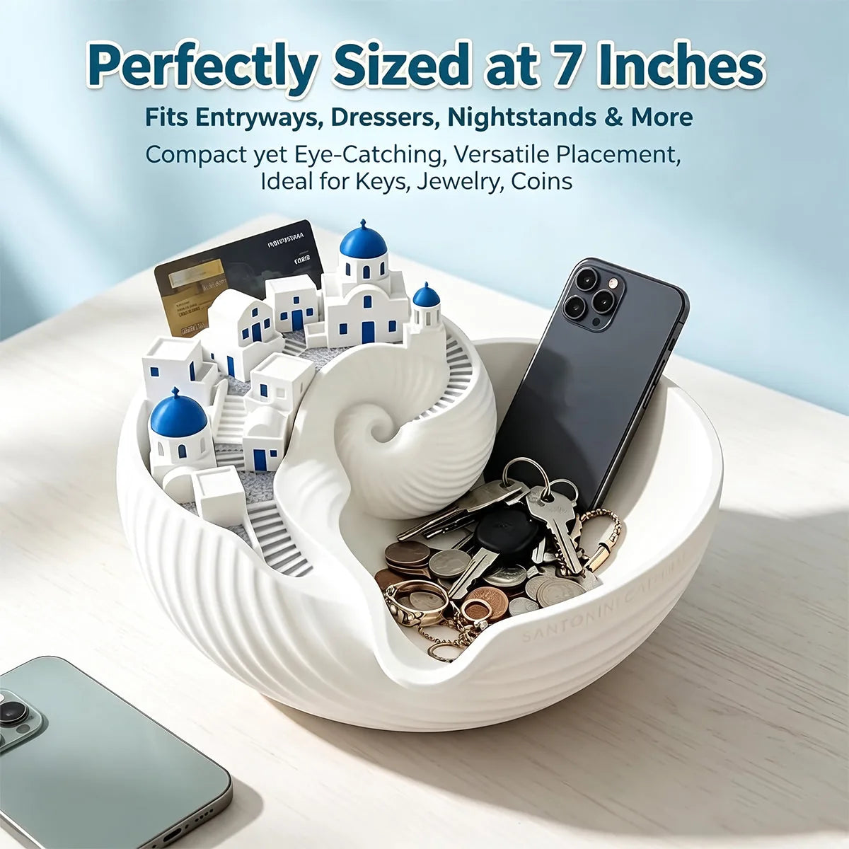 Catchall Bowl Santorini-Inspired 3D-Printed 6-Inch