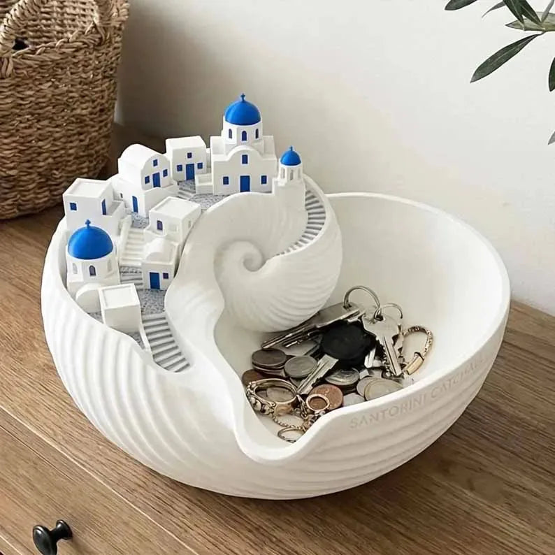 Catchall Bowl Santorini-Inspired 3D-Printed 6-Inch