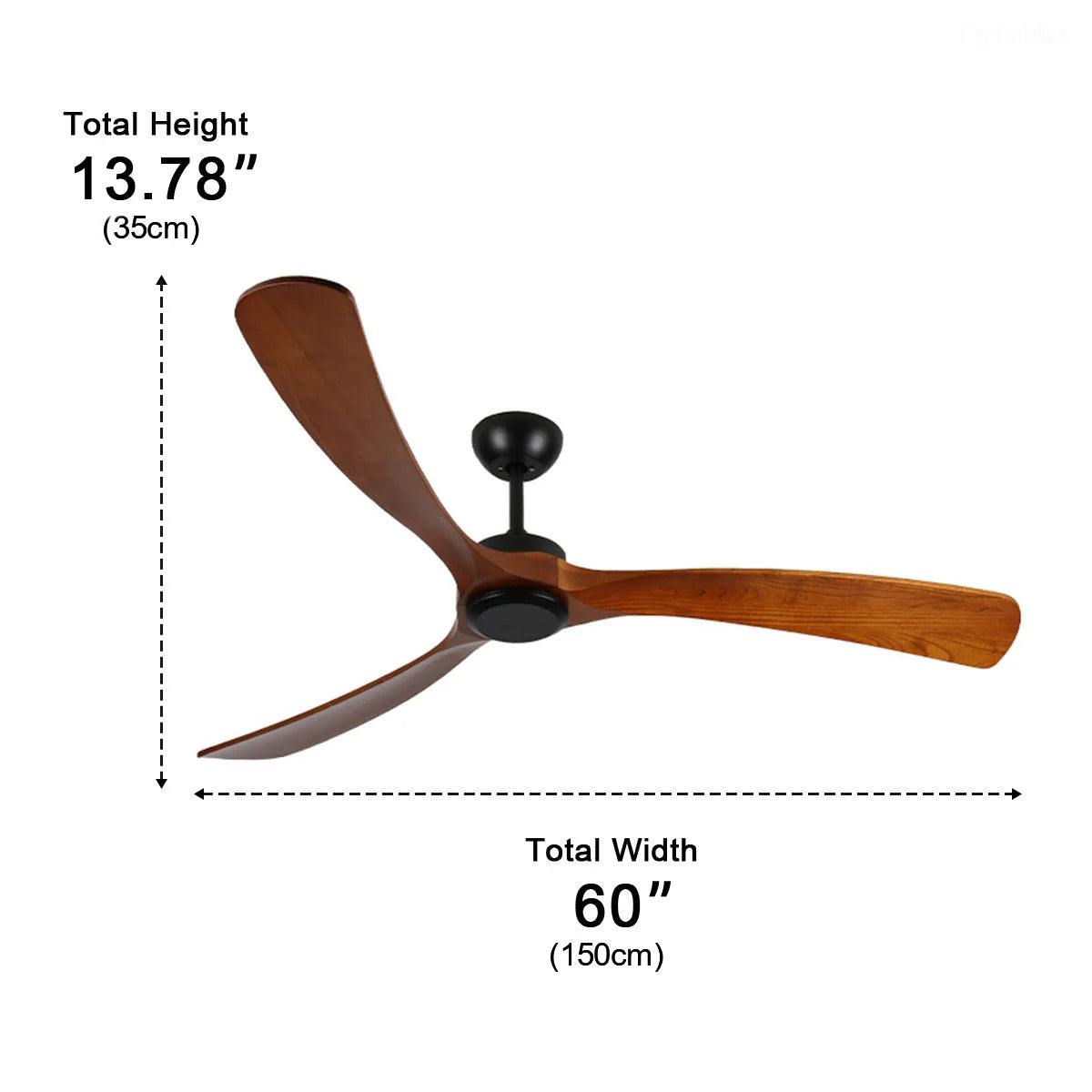 Ceiling Fan IP65 Moisture-Resistant Reversible Airflow Remote Control