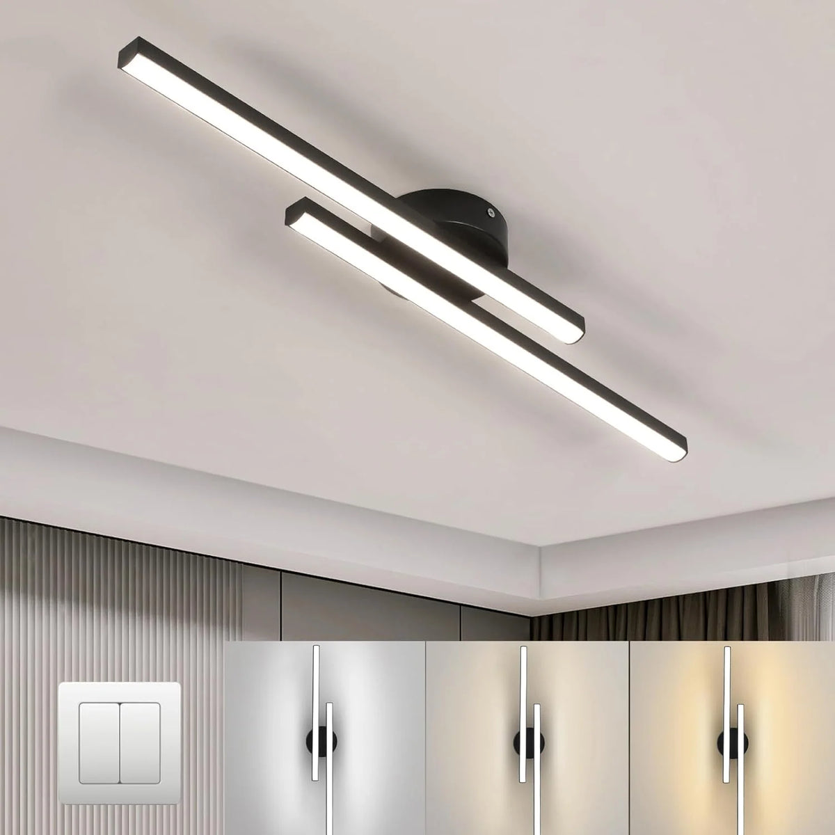 Ceiling Light Double LED Strips Semi-Flush Mount