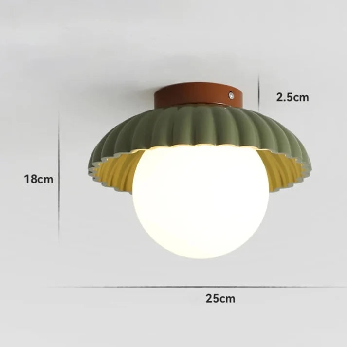 Ceiling Light Flush Mount Iron Frame & Clear Glass