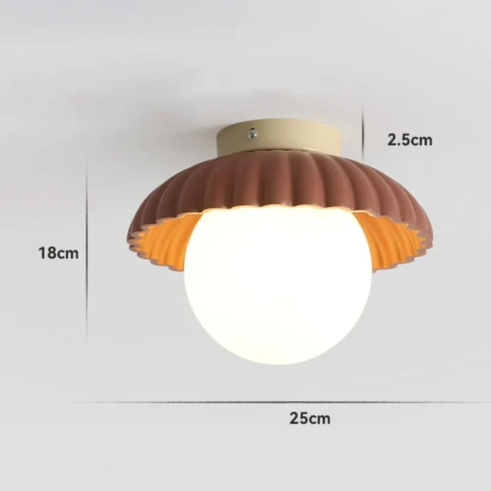 Ceiling Light Flush Mount Iron Frame & Clear Glass