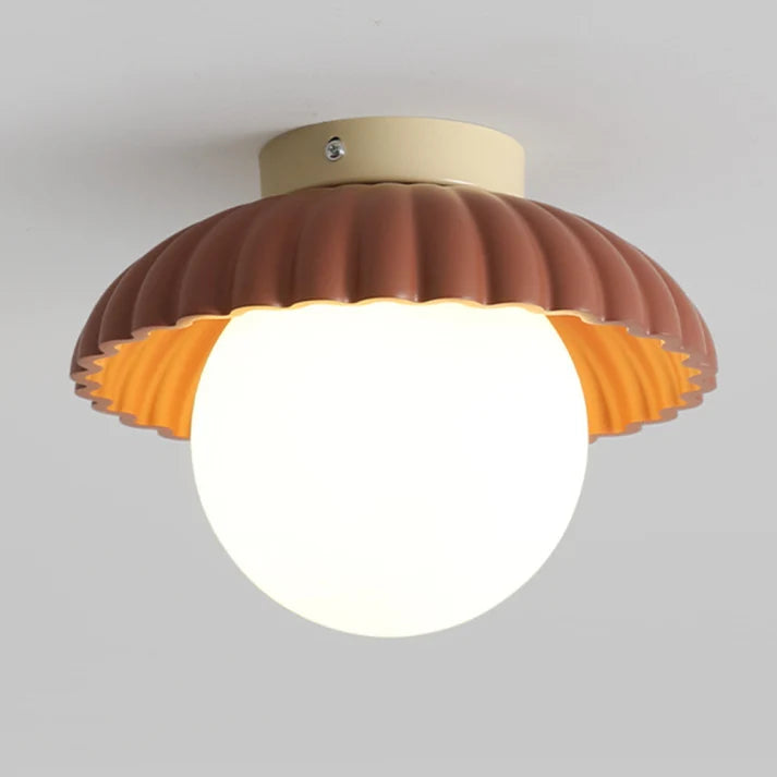 Ceiling Light Flush Mount Iron Frame & Clear Glass
