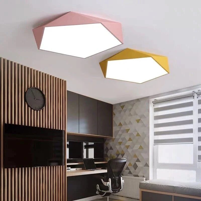Ceiling Light Geometric Faceted Diffuser & Integrated LED