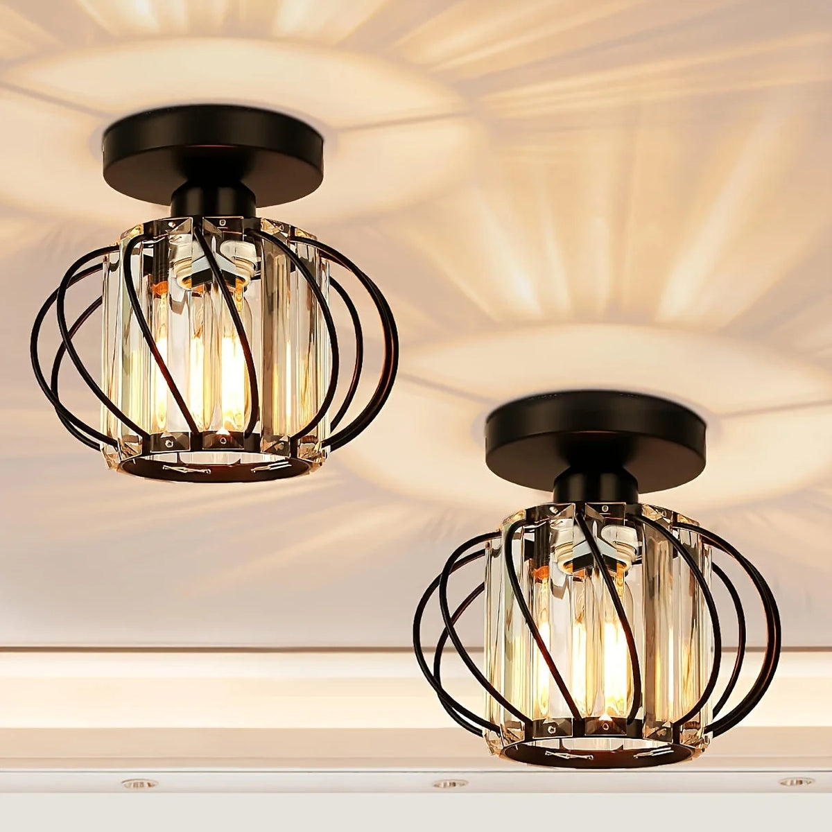 Ceiling Light Industrial Rounded Cage Short Drop