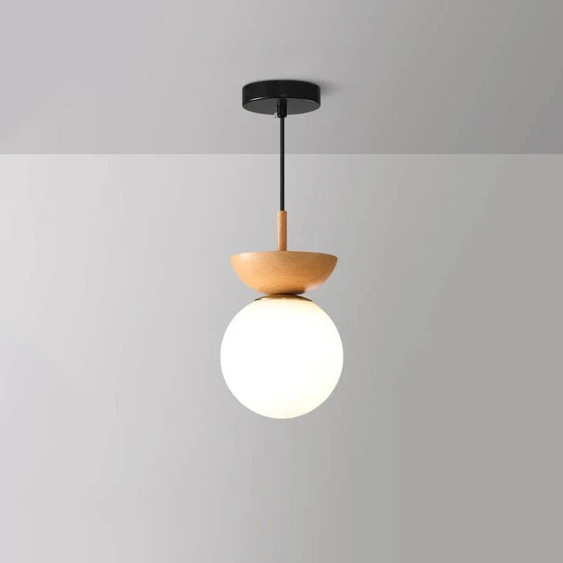 Ceiling Light Japanese-Style Timber Lattice & Glass Diffuser