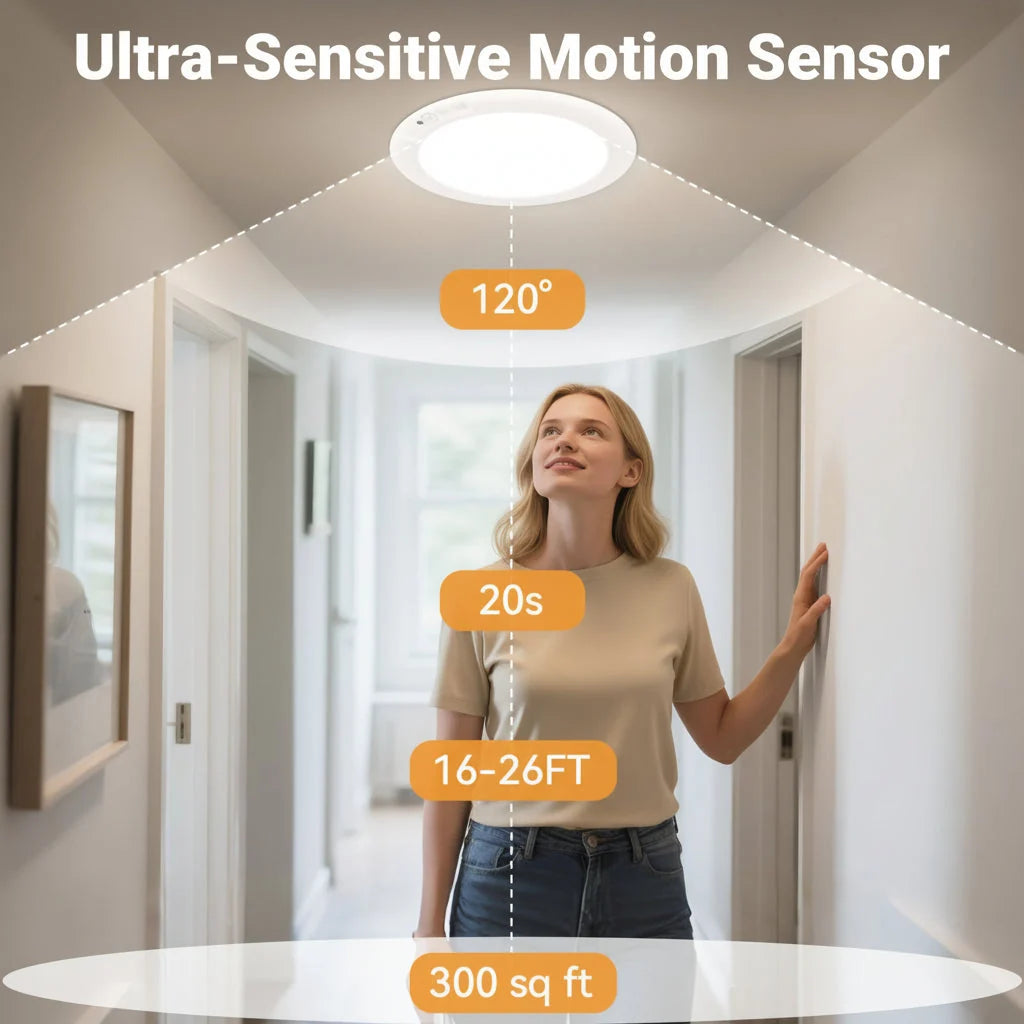 Ceiling Light Motion Sensor Adhesive & Magnetic Mount