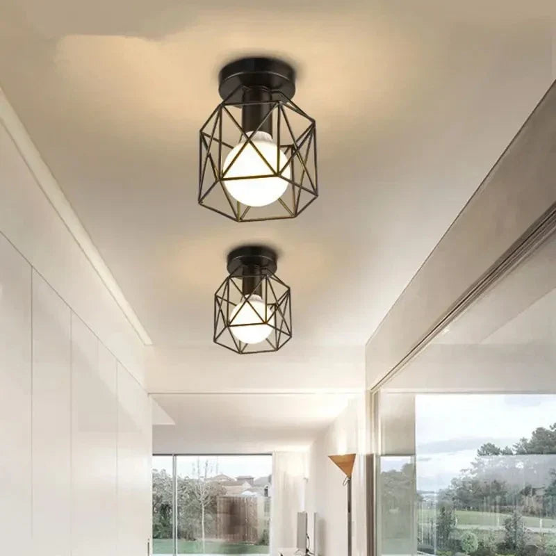 Ceiling Light Open Geometric Metal Cage