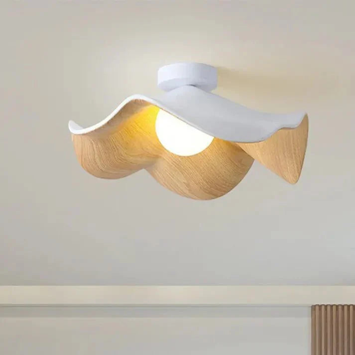 Ceiling Light Resin Petals & Timber Center Flush Mount