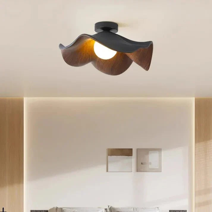 Ceiling Light Resin Petals & Timber Center Flush Mount
