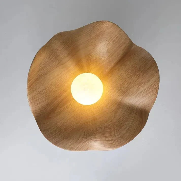 Ceiling Light Resin Petals & Timber Center Flush Mount