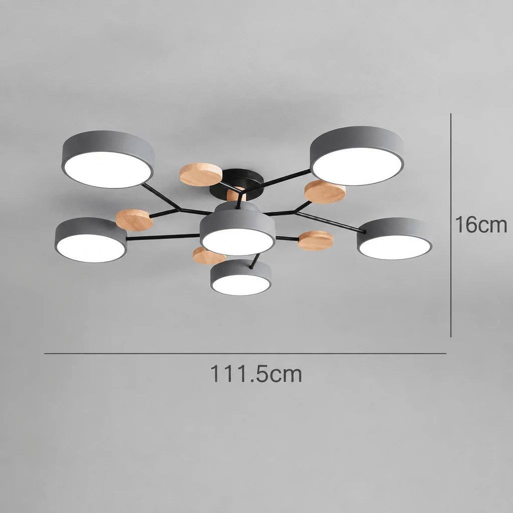 Ceiling Light Round LED Metal & Wood