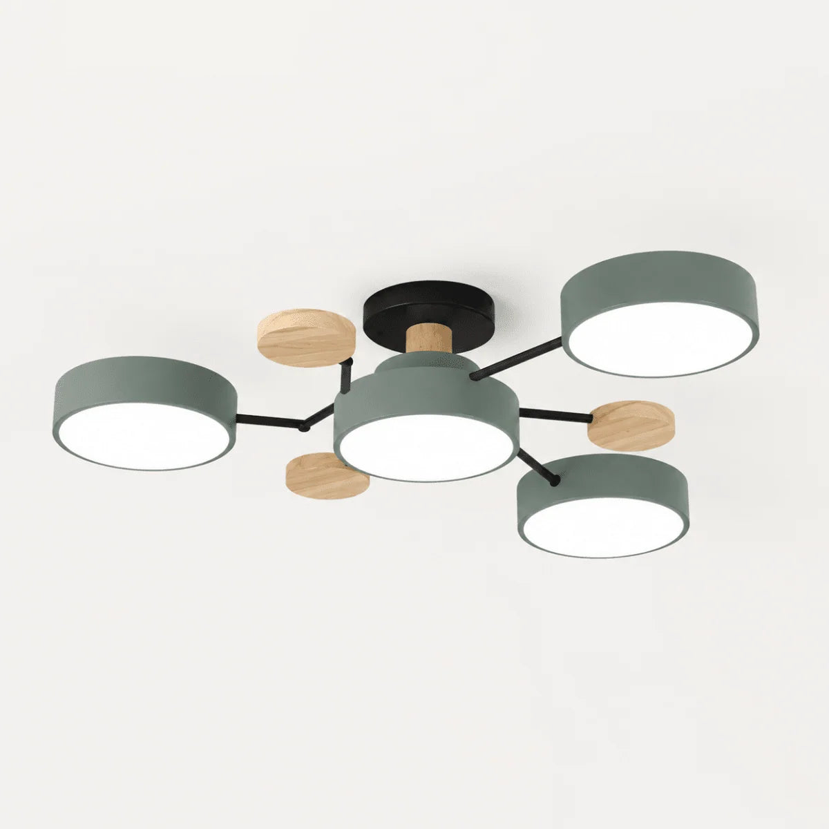 Ceiling Light Round LED Metal & Wood