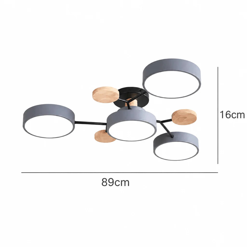 Ceiling Light Round LED Metal & Wood