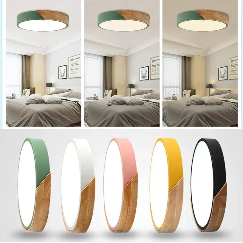 Ceiling Light Timber Ring Flush Mount Integrated LED