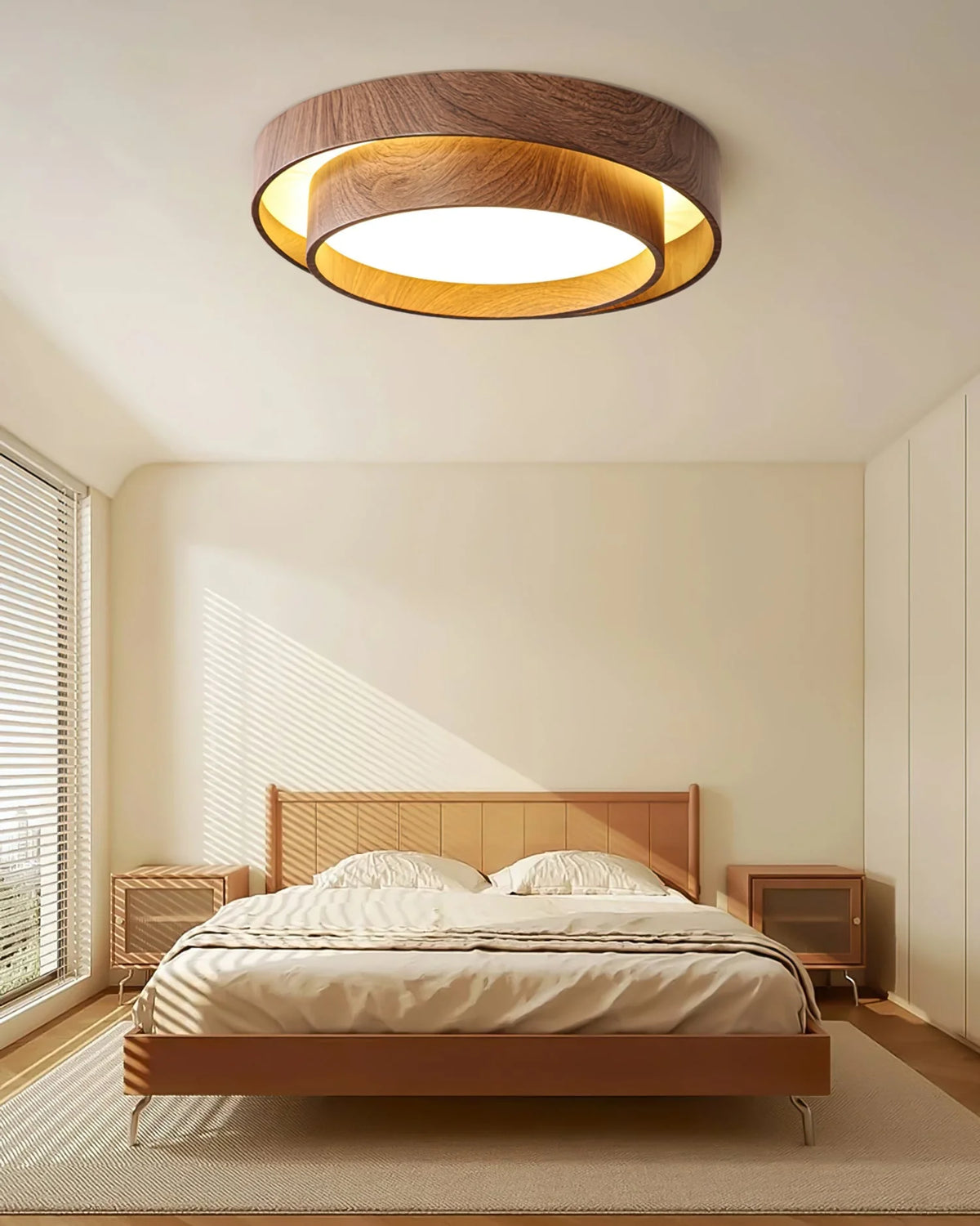 Ceiling Light Walnut Finish Edge-Emitting Integrated LED
