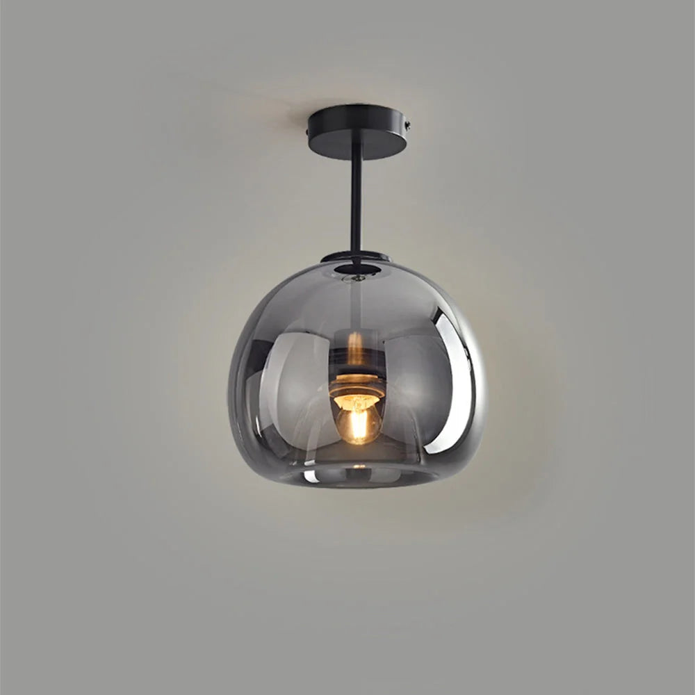 Ceiling Pendant Light Amber Bubble Glass Adjustable Drop