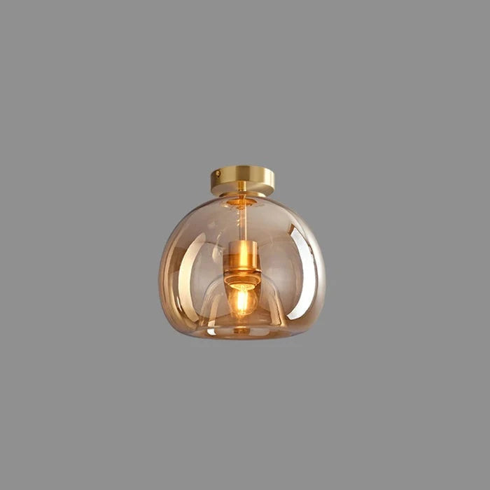 Ceiling Pendant Light Amber Bubble Glass Adjustable Drop