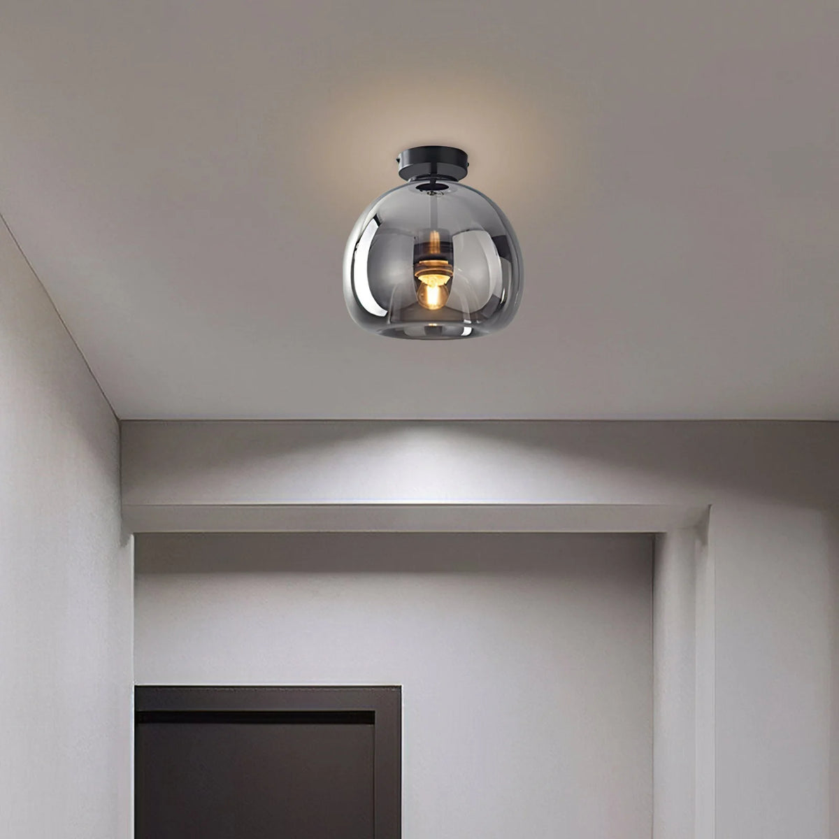 Ceiling Pendant Light Amber Bubble Glass Adjustable Drop