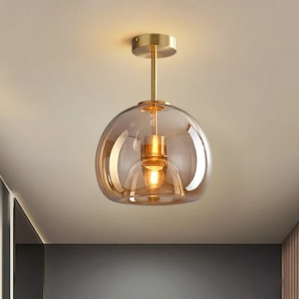 Ceiling Pendant Light Amber Bubble Glass Adjustable Drop