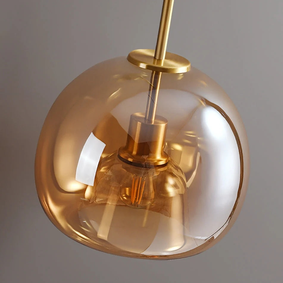 Ceiling Pendant Light Amber Bubble Glass Adjustable Drop