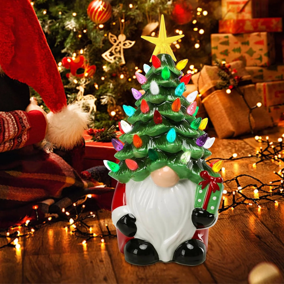 Ceramic Tabletop Tree Battery-Powered Pre-Lit Hand-Painted