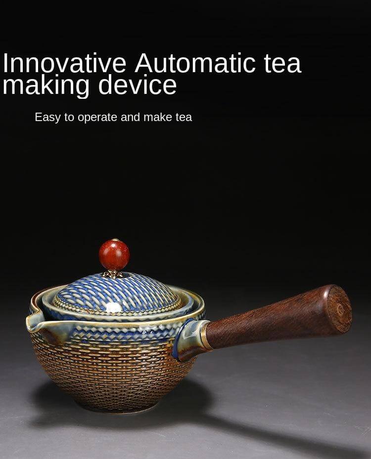 Ceramic Tea Set Rotating Infuser Four Cups Portable Bag