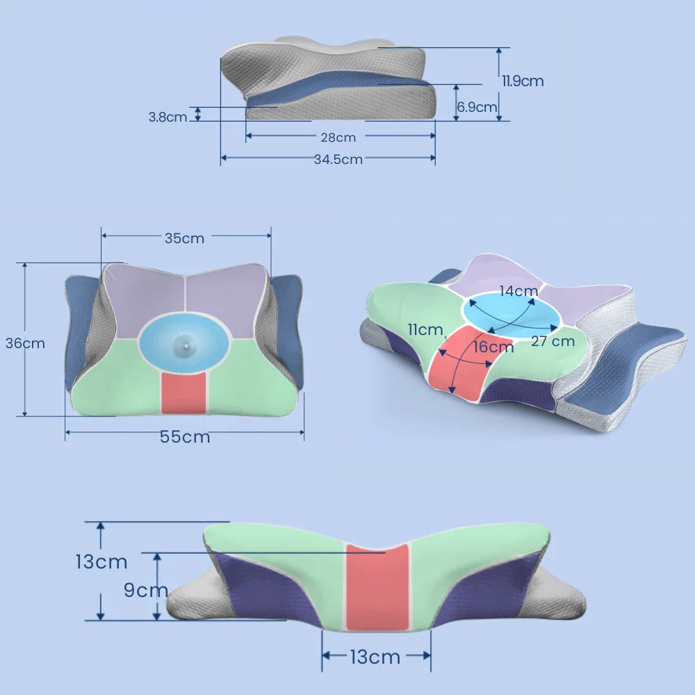 Cervical Pillow Contoured Memory Foam Washable Cooling Cover