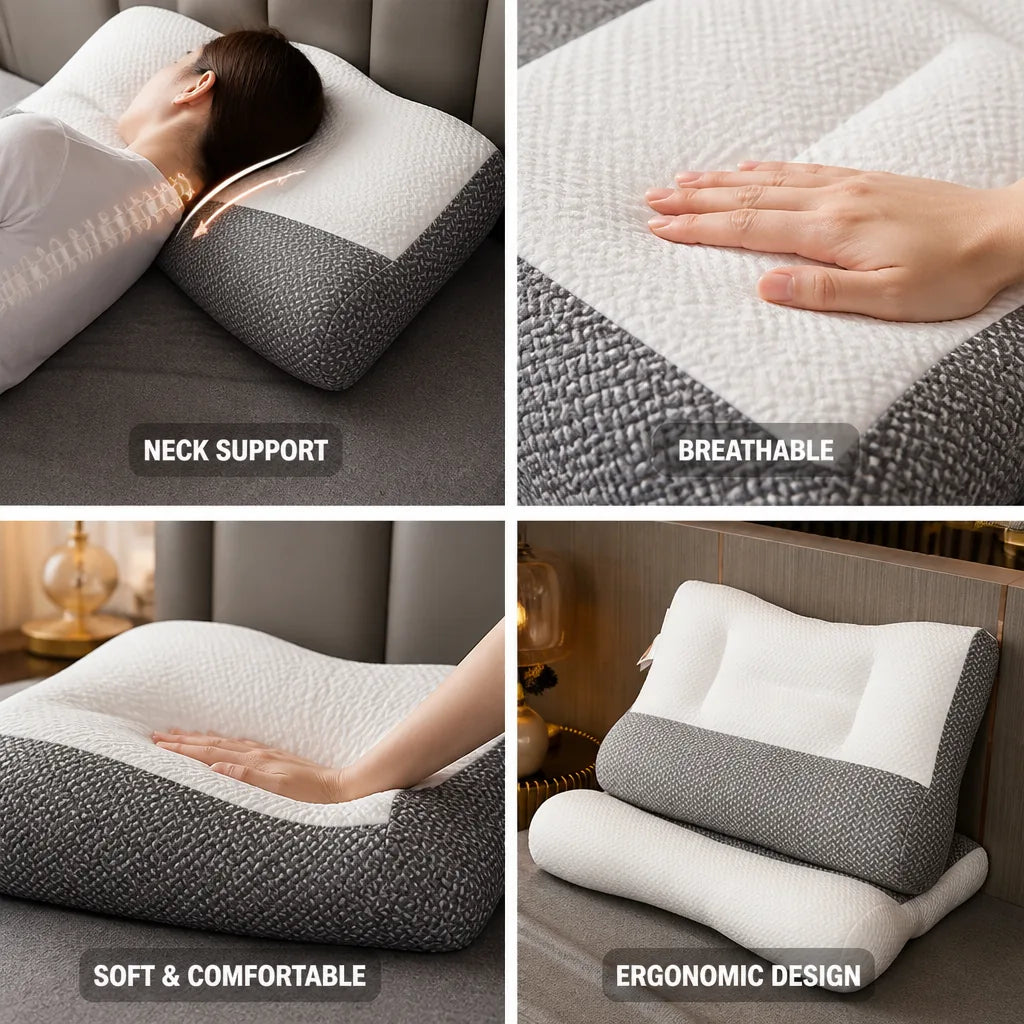 Cervical Support Pillow Ergonomic Contour Breathable Soy Fiber & Polyester