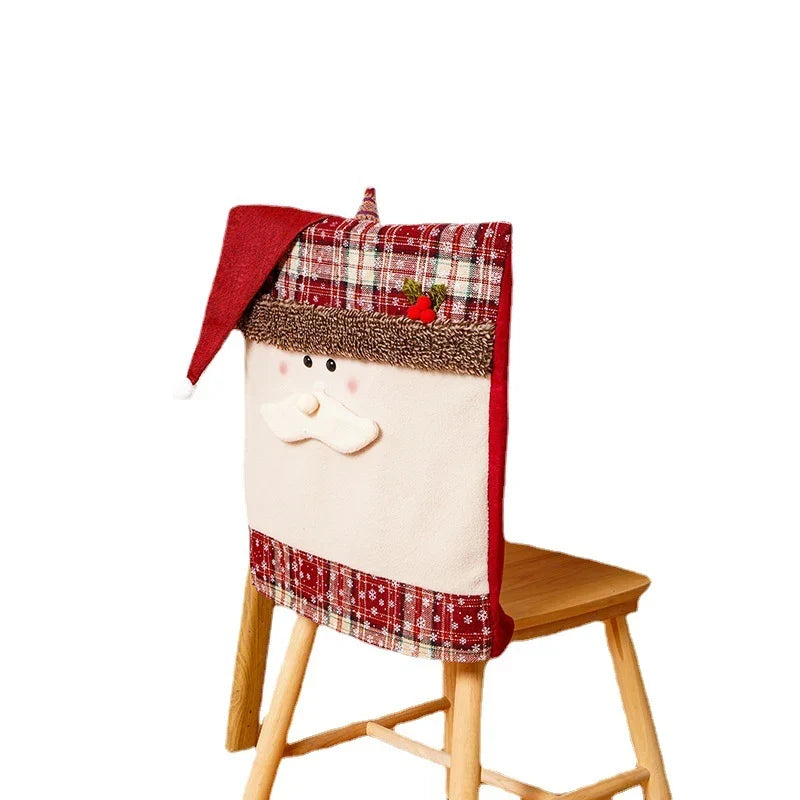 Chair Cover Soft Durable Fabric Snowman Design Fits Most