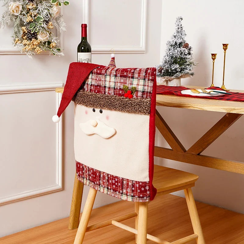 Chair Cover Soft Durable Fabric Snowman Design Fits Most